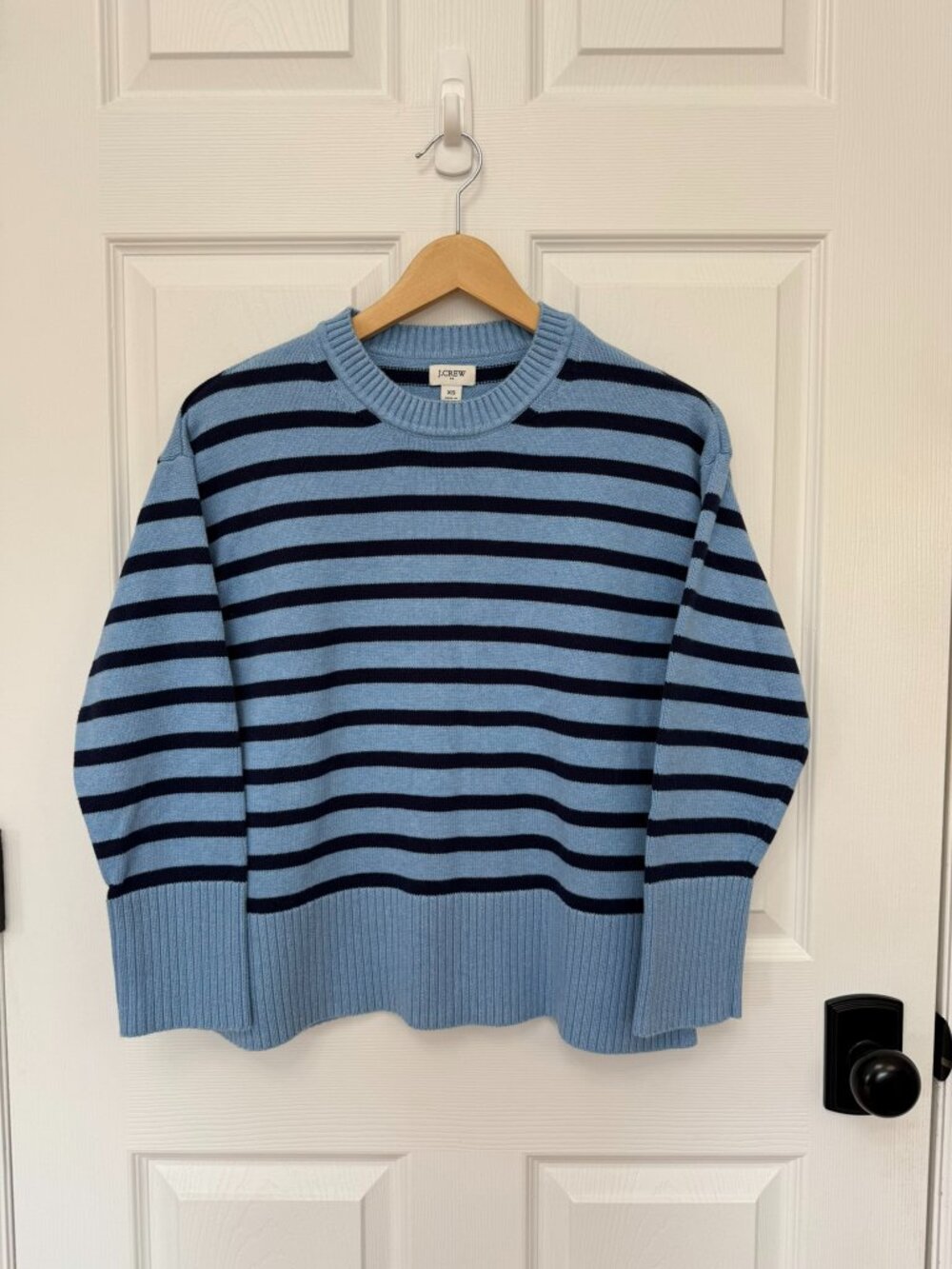 J.Crew Extra-Soft Yarn Striped Crewneck Sweater Blue Navy Size XS - Picture 2 of 9